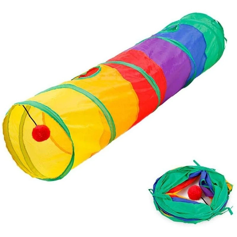 Practical Cat Tunnel Pet Tube Collapsible Play Toy Indoor Outdoor Kitty Puppy Toys for Puzzle Exercising Hiding Training MJ72808