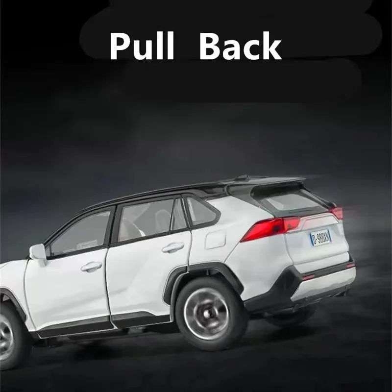 New 1:32 Toyota RAV4 SUV 2023 Alloy Die Cast Toy Car Model Sound and Light Pull Back Children's Toy Collectibles Birthday Gft 6