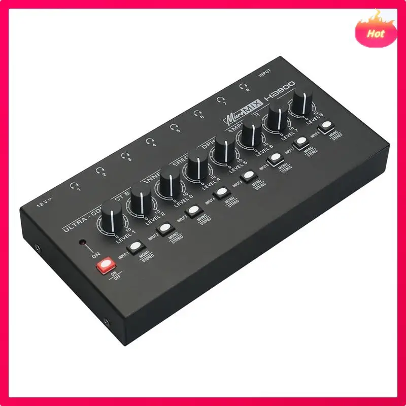 AYHF HA800 Ultra-Compact Audio Amplifier 8 Channels Mini Stereo Headphone Amplifier