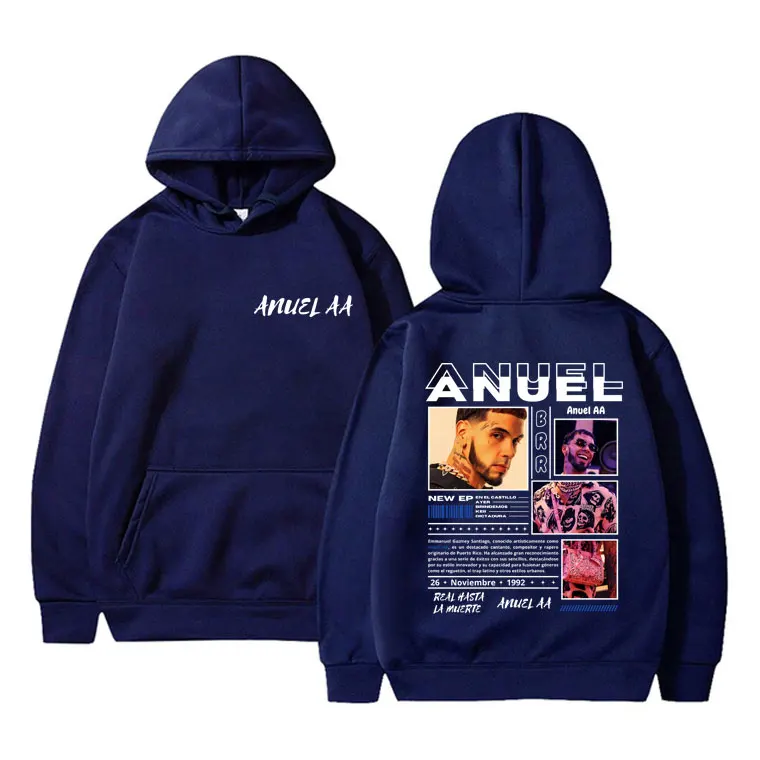 Rapper Anuel AA Print Hoodie Male Casual Oversized Hooded Sweatshirt Men Women Hip Hop Fashion Streetwear Unisex Fleece Hoodies 3