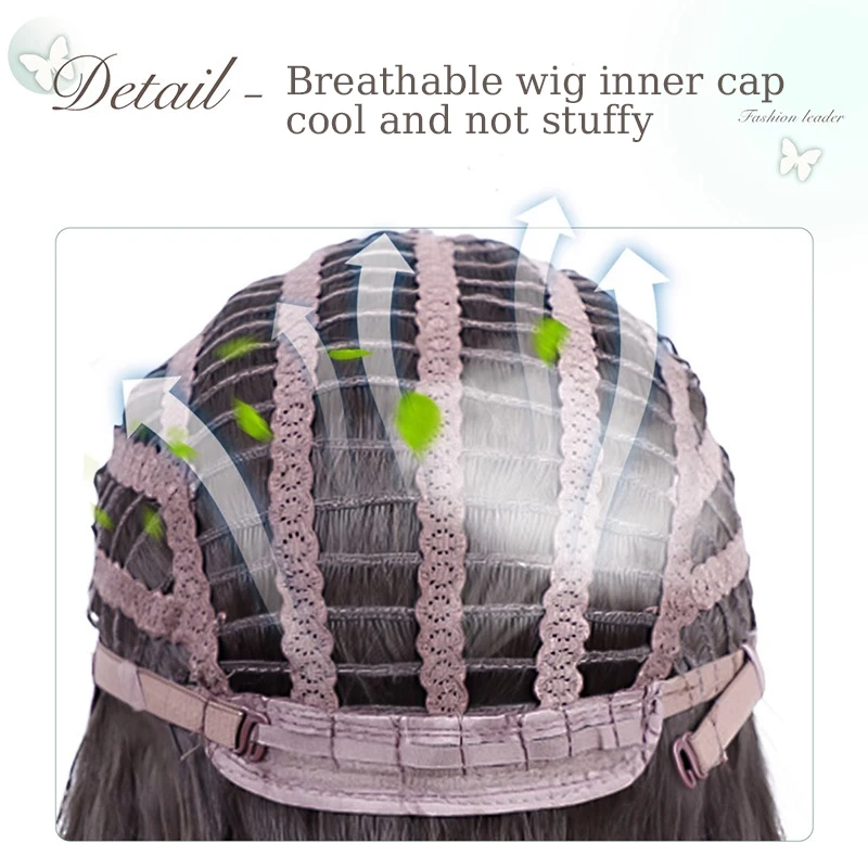 Synthetic Women Wigs 26inches Long Straight Hair Wig Mint Green Highlighted Wig with Hair Bangs for Women Daily or Cosplay Use