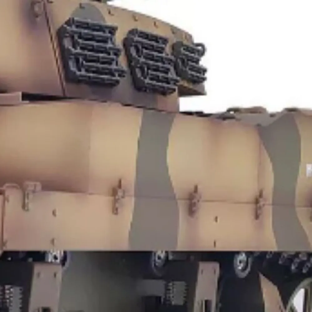 Profil du char RC M8 HMC Scott avec tourelle pivotée, démonstration de la rotation 360° et du système de fumée.