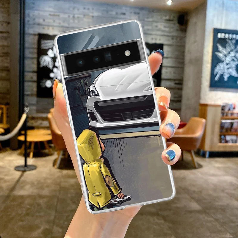 Boy See Sports Car JDM Drift Soft Silicone Clear Phone Case Cover