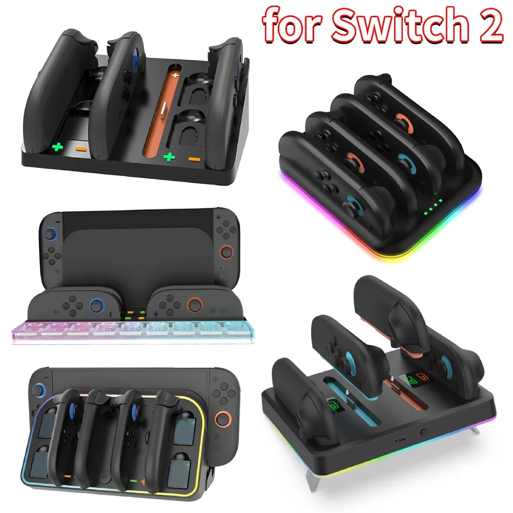 Controller Charger Dock for Nintendo Switch 2 Joycons Charging Stand Station for Nintendo Switch Accessories Support 4 Joy-con