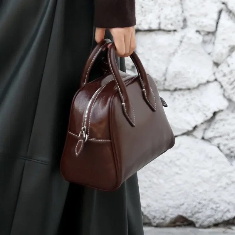 

Multi-function Bags for Women Shoulder Crossbady Bag Oil Wax Cowhide Bolsas Feminina Boston Bolsos Mujer Commuter Handbags