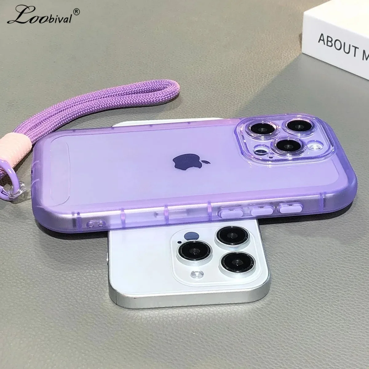 Transparent Candy Color Silicone Wrist Strap Phone Case with Lanyard