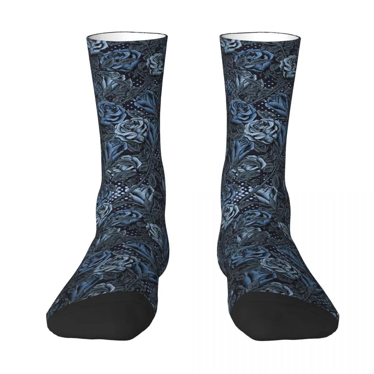 

Camouflage Lush Blooming Blue Roses Sock Socks Men Women Polyester Stockings Customizable Design