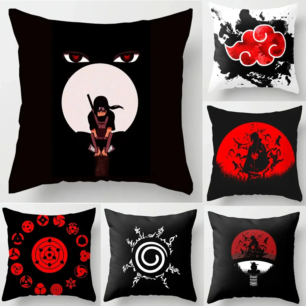 Anime Naruto Printed Pillow Case Red Cloud Uchiha Itachi Action Figures Square Pillow Covers Cushion Sofa Decor Cover Toys Gift cushion cover pillow case cover