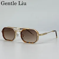Lunettes de soleil rectangulaires Steampunk pour hommes 2026 – Marque de luxe, style rétro punk, double pont, protection UV400 1