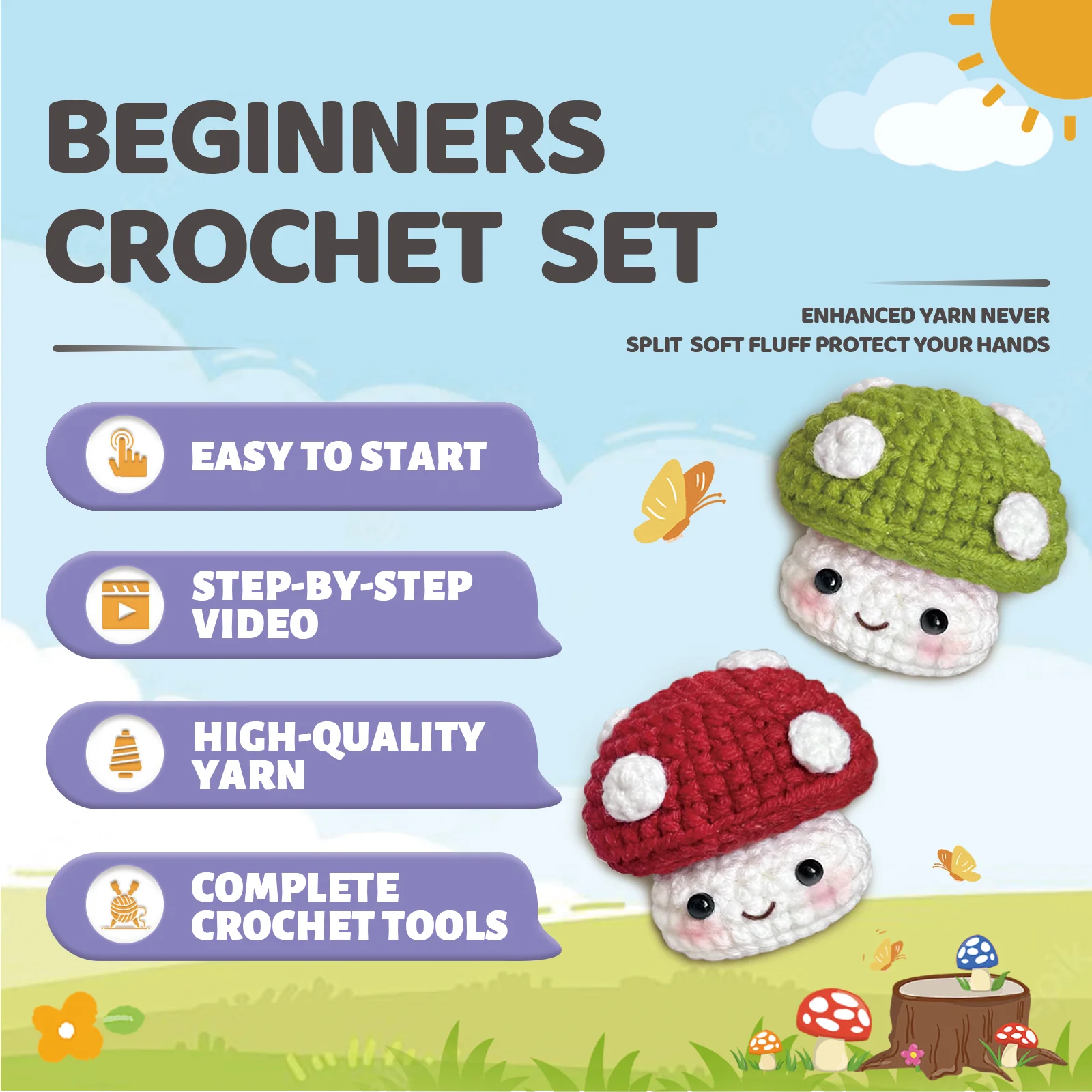 Charming Handmade Mushroom Craft Kit with Video Tutorial