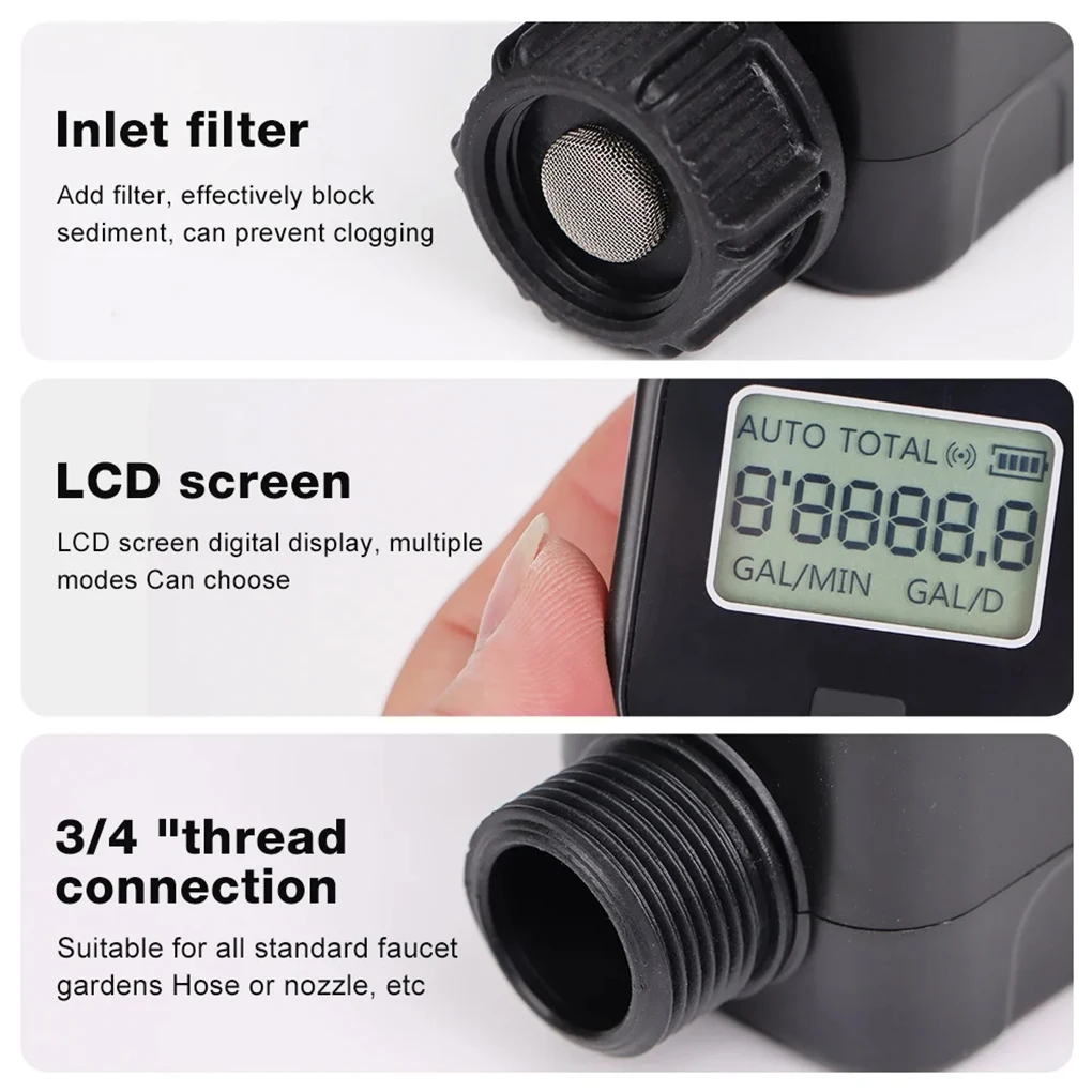 Digital Water Flow Meter High Accuracy Waterproof Electronic Flowmeter for Outdo