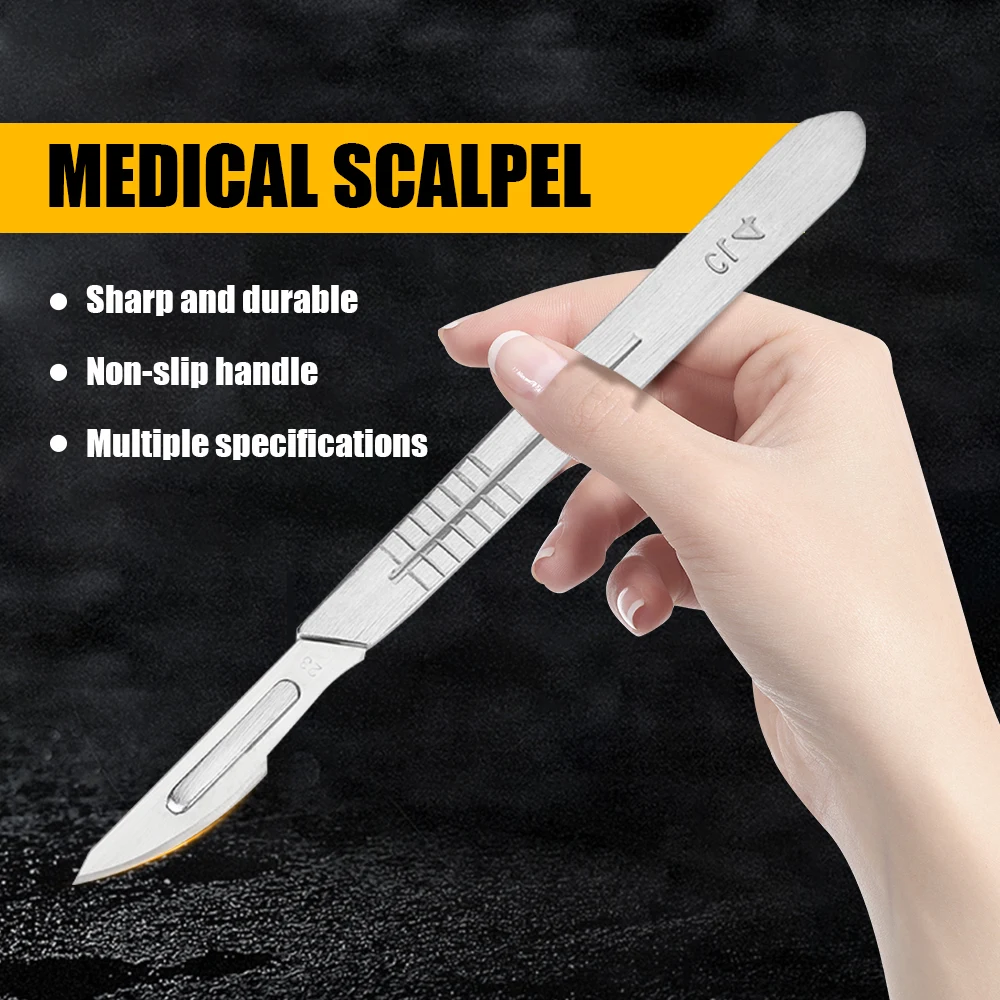 

10pcs 11# 23# Carbon Steel Surgical Scalpel Blades + 1pc Handle Scalpel DIY Cutting Tool PCB Repair Animal Surgical Knife