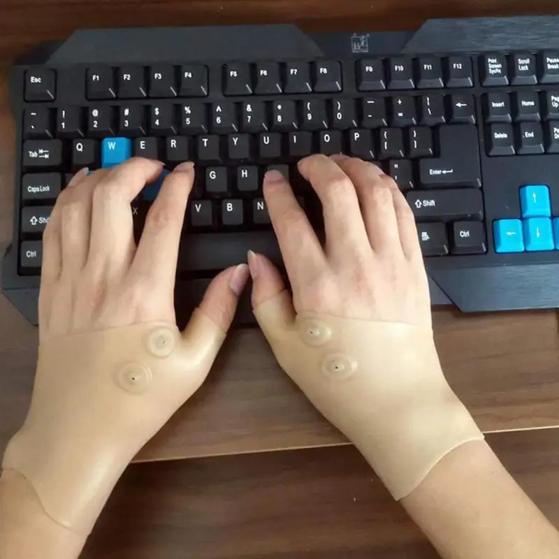 Compression Gloves Wrist Support Thumb Splint Magnetic Therapy Wrist Hand Thumb Support Gloves Silicone Gel Arthritis Pressure Corrector Massage Pain Relief Gloves
