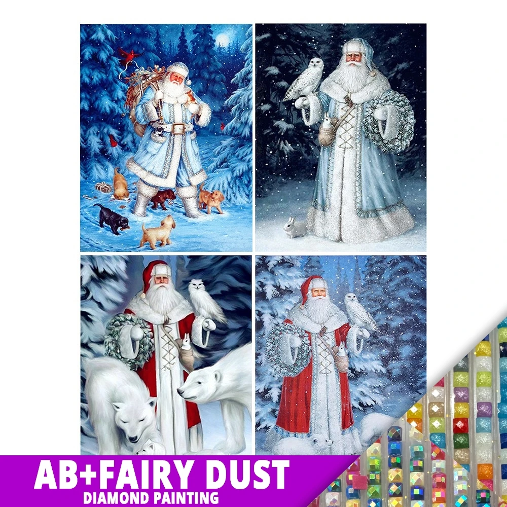

AB сказочная пыль Diy 5d полная алмазная живопись мультяшная фотография Снежный Санта полярный медведь мозаика вышивка крестиком искусство хобби подарок