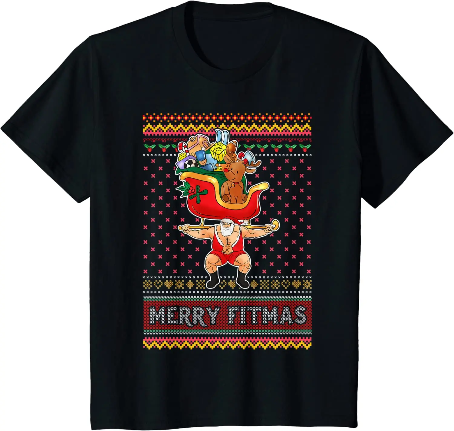 

Merry Fitmas уродливый Рождество Санта Клаус Упражнения Фитнес Футболка 100% хлопок O-образный вырез короткий рукав Повседневная мужская футболка Размер S-3XL