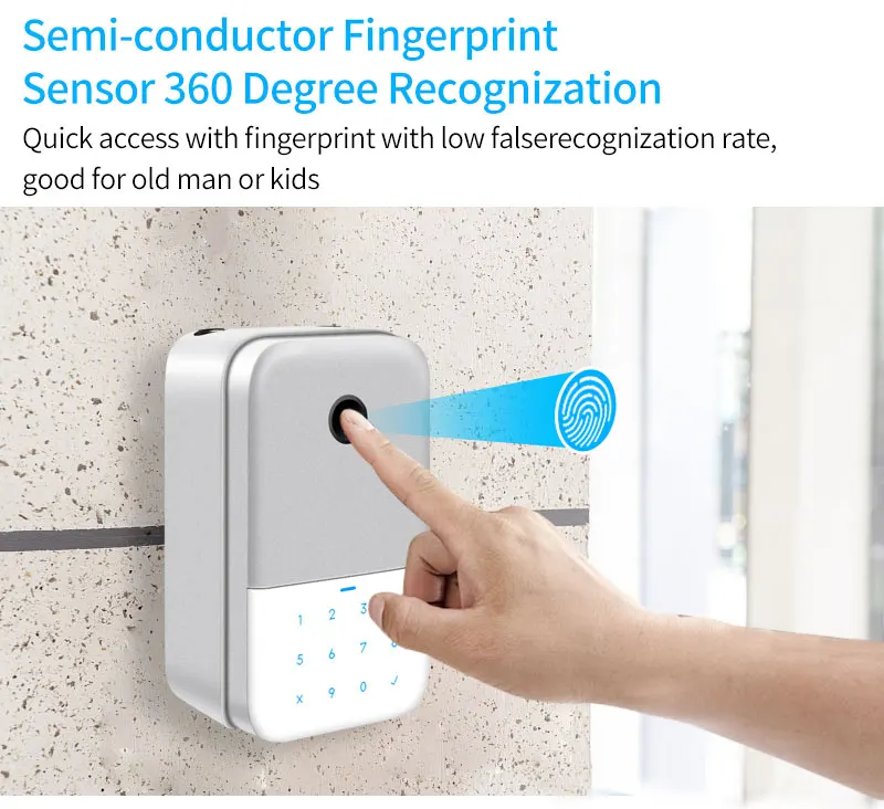 Tuya Smart Key Lock Box Vingerafdruk Bluetooth Wifi App Digitale sleutel Ontgrendelen Elektronica Waterdichte wandmontage Beveiligingsslot (Color : Tuya