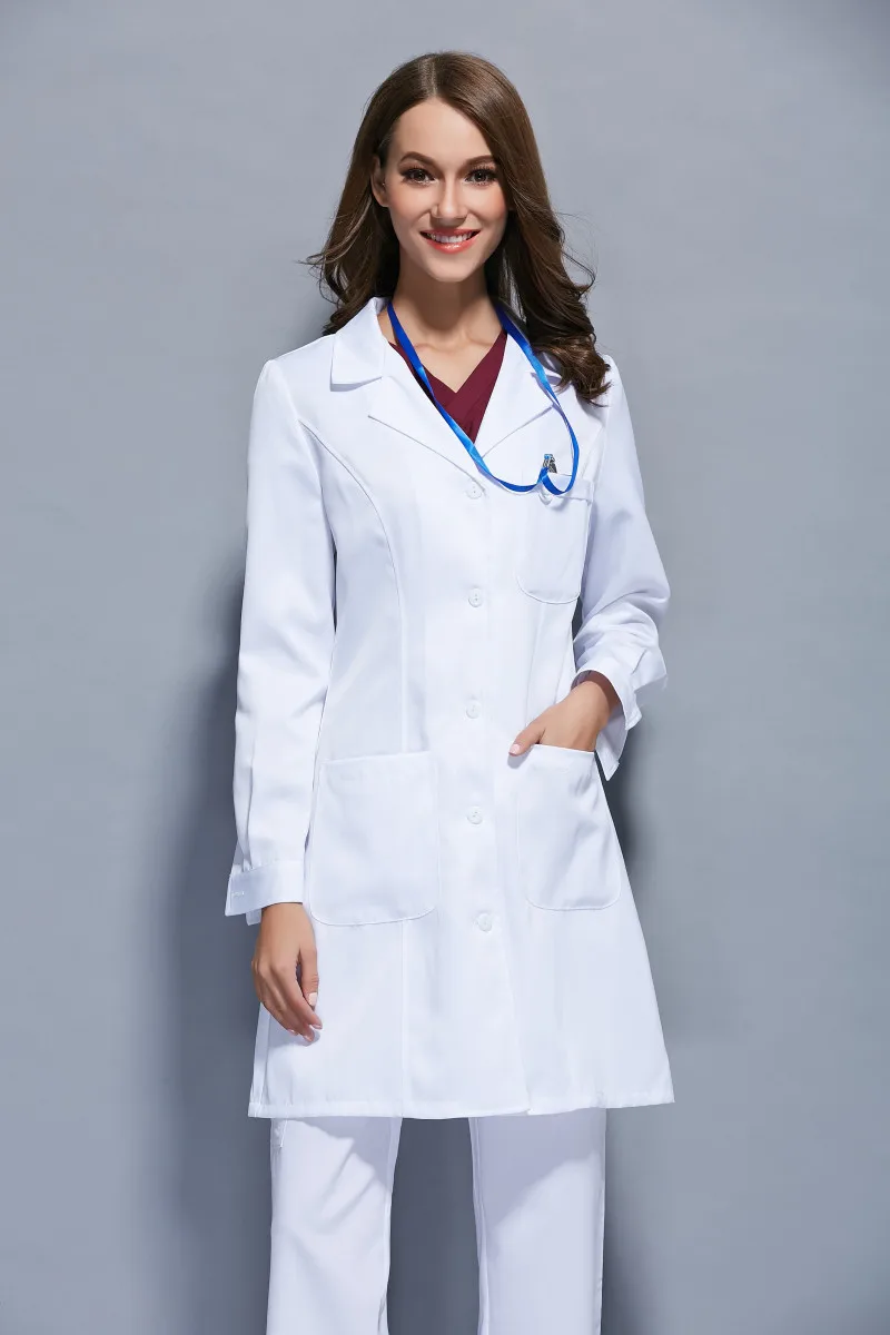 Autumn And Winter Women Anti-wrinkle Long Sleeve White Overcoat Dental Clinic Doctor's Suit And Lab Coat