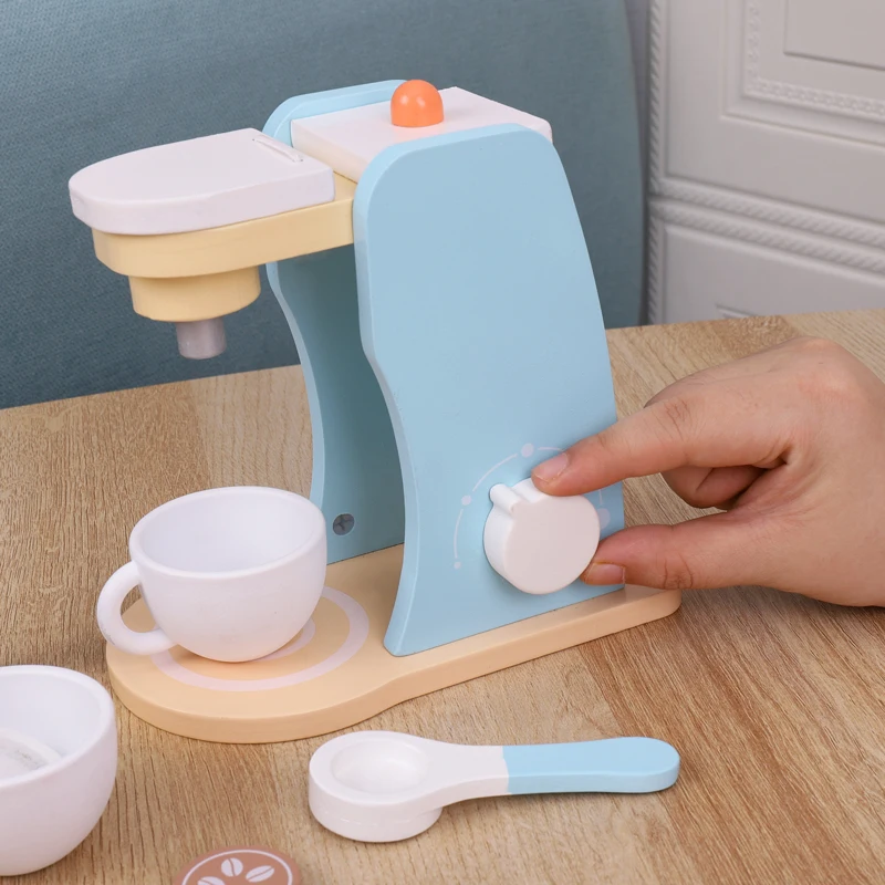 Wooden Kitchen Pretend Play Toy Simulation Wooden Coffee machine Baby Early Learning Educational Toys