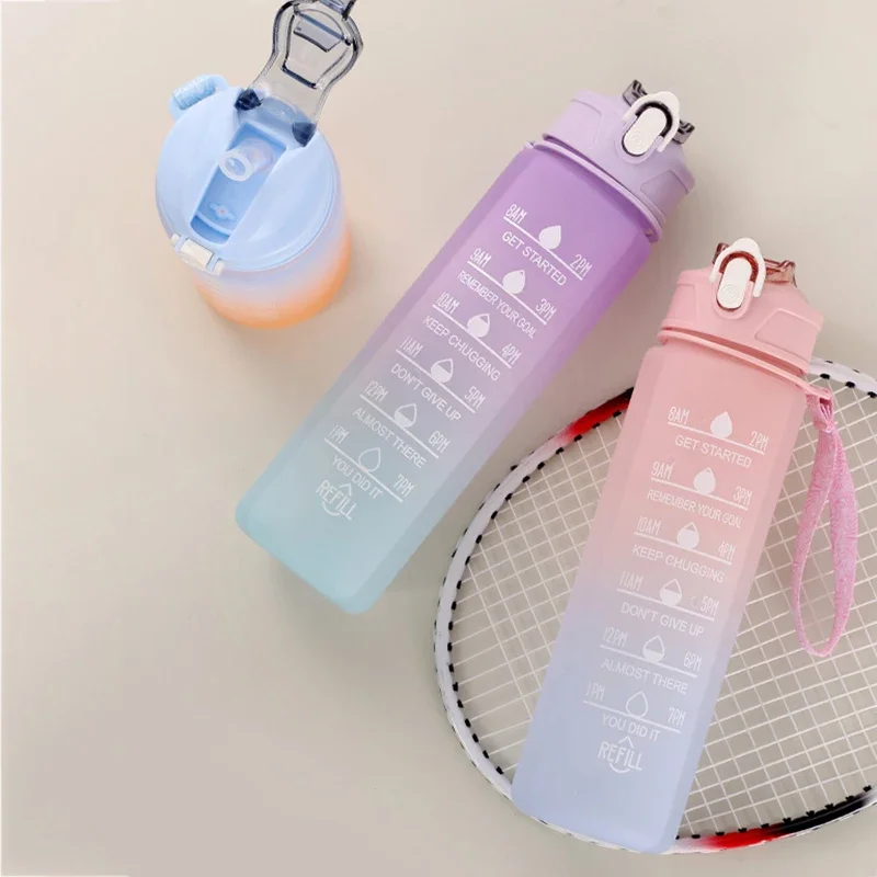 900ML Water Bottle with Straw Motivational Sport Water Bottle for Kids Leakproof Drinking Bottles Children Student School Travel