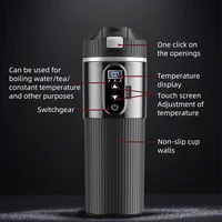 Bouilloire chauffante électrique 12V/24V 500ML, bouteille chauffe-eau en acier inoxydable 304, arrêt automatique, tasse à ébullition rapide pour voiture de voyage 2
