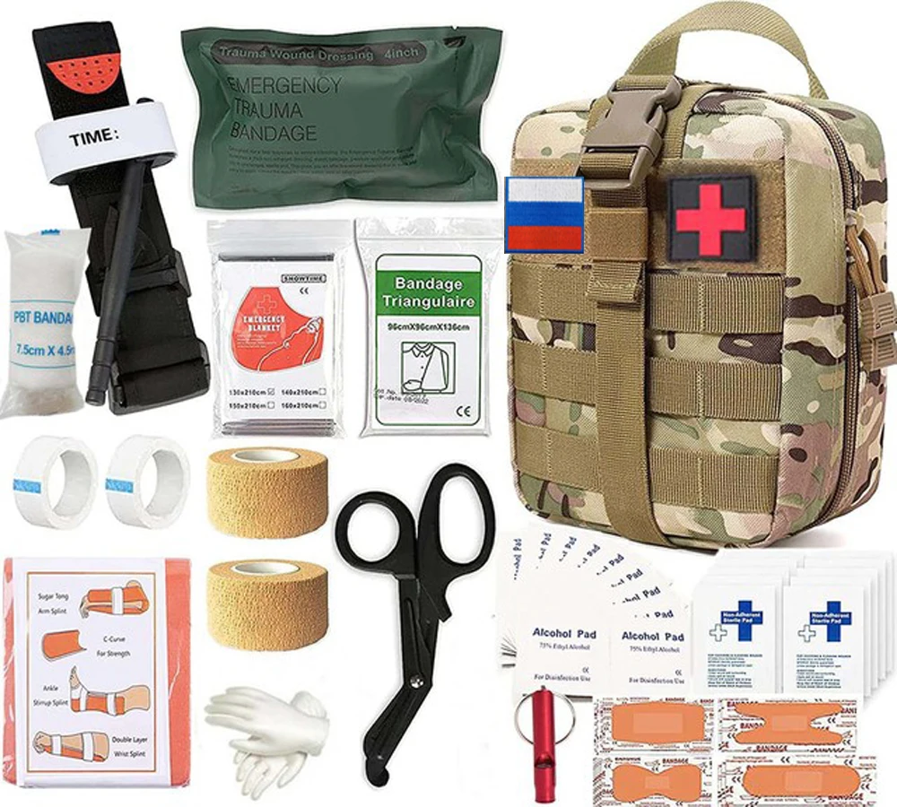

Outdoor Survival Gear Molle Bag Medical Emergency Survival First Aid Kit Military Tactical Tourniquet Israel Bandage Camping