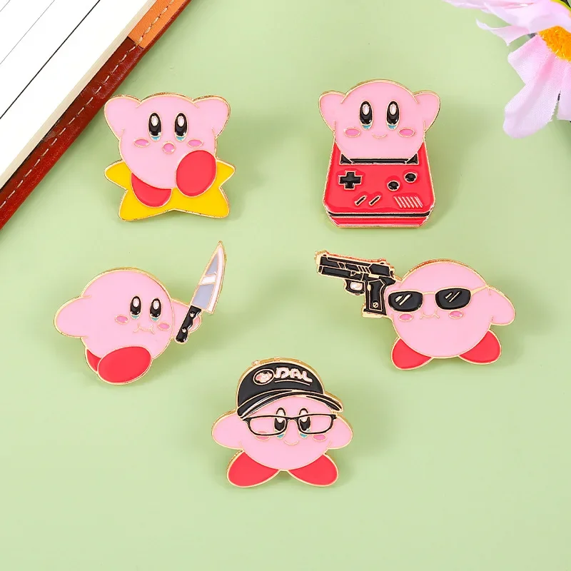 thumbnail image 5 of Broche de metal esmaltado de Kirbies para juegos de anime, insignia para mochila, pantalones vaqueros, ropa, alfileres de solapa, joyería de moda, regalo para mujeres y niñas, 5 of 5