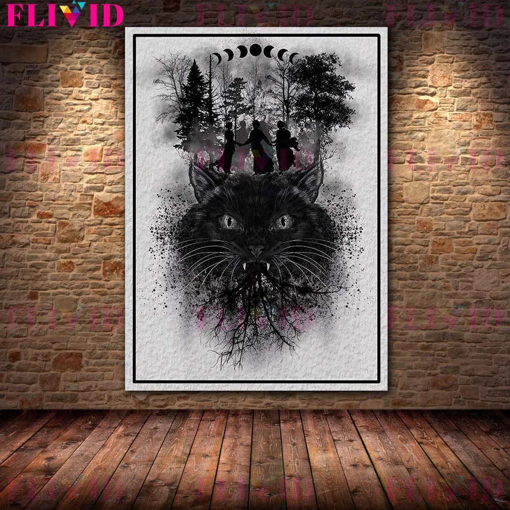 Fantasia Starry Sky Halloween Bruxa Posters, Moon Print, Bruxaria Magia  Pintura Canvas, Wall Art Picture, Living Room Decor - AliExpress