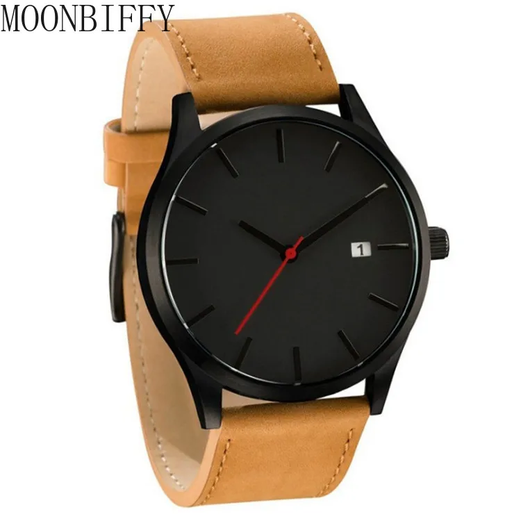 

New Simple Mens Watch Big Dial Calendar Scrub Belt Men Sport Casual Quartz Watches Leather Relogio Masculino Relojes Hombre