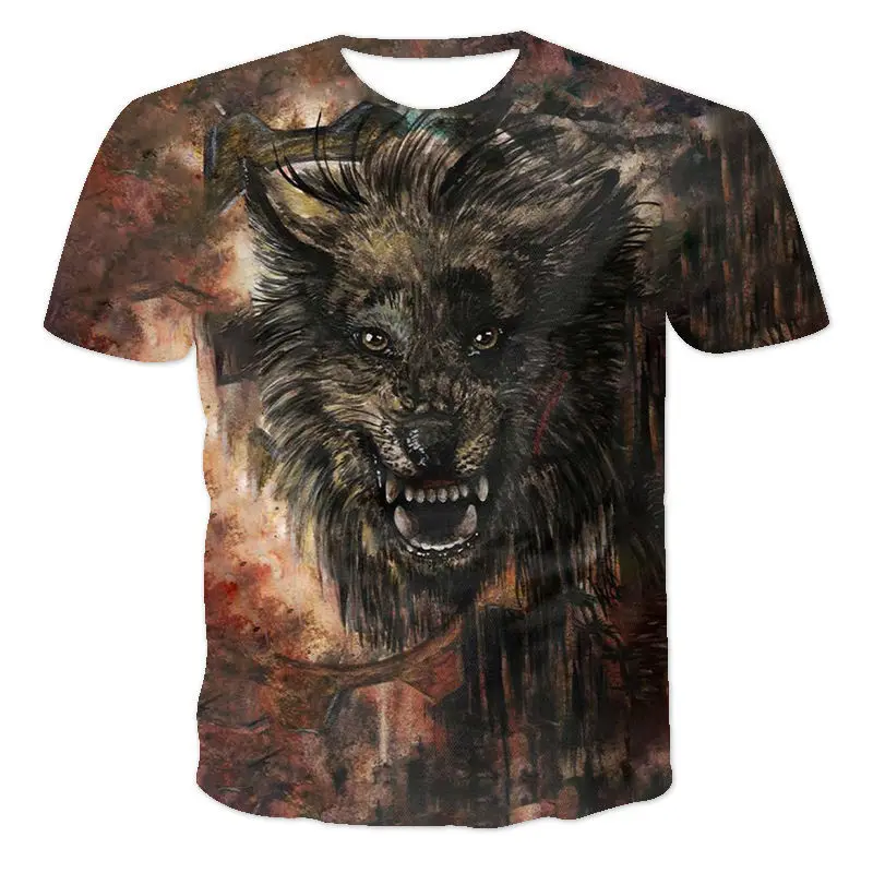 Summer New Wolf Shirt Wolves Shirts Wild Animal 3d Printed Graphic T-shirt Fashion Oversized Male Short Sleeve O-neck Leisuretop cotton shirts T-Shirts