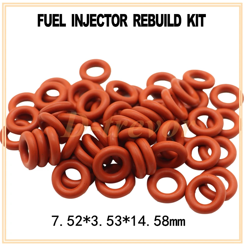 100pieces Fuel injector lower orings rubber seal 7.52*3.53*14.58MM for Honda ACCORD CRV Civic Hybrid 16450-RAA-A01