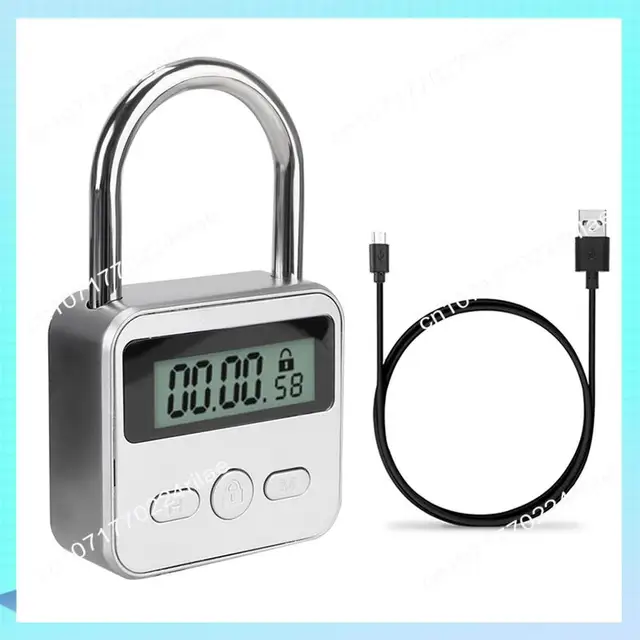 A17Z Smart Time Lock LCD Display Electronic Timer Switch Padlock Travel Electronic Timer-Silver 3