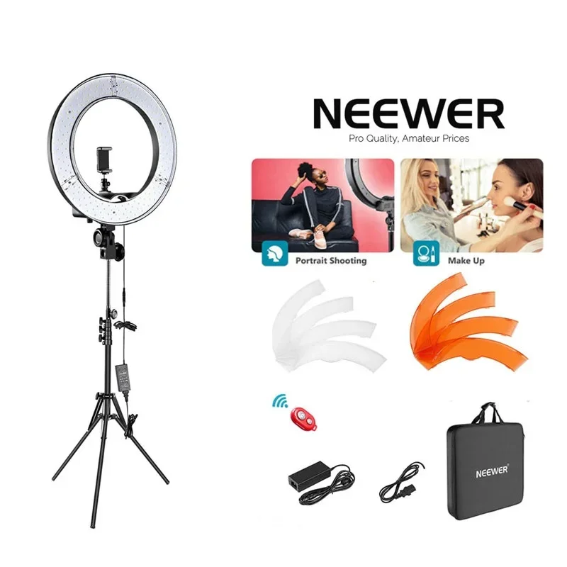 

NEEWER Ring Light Kit: 18"/45cm Outer 55W 5600K Dimmable LED Ring Light, Light Stand, Carrying Bag For Camera, Smartphone,