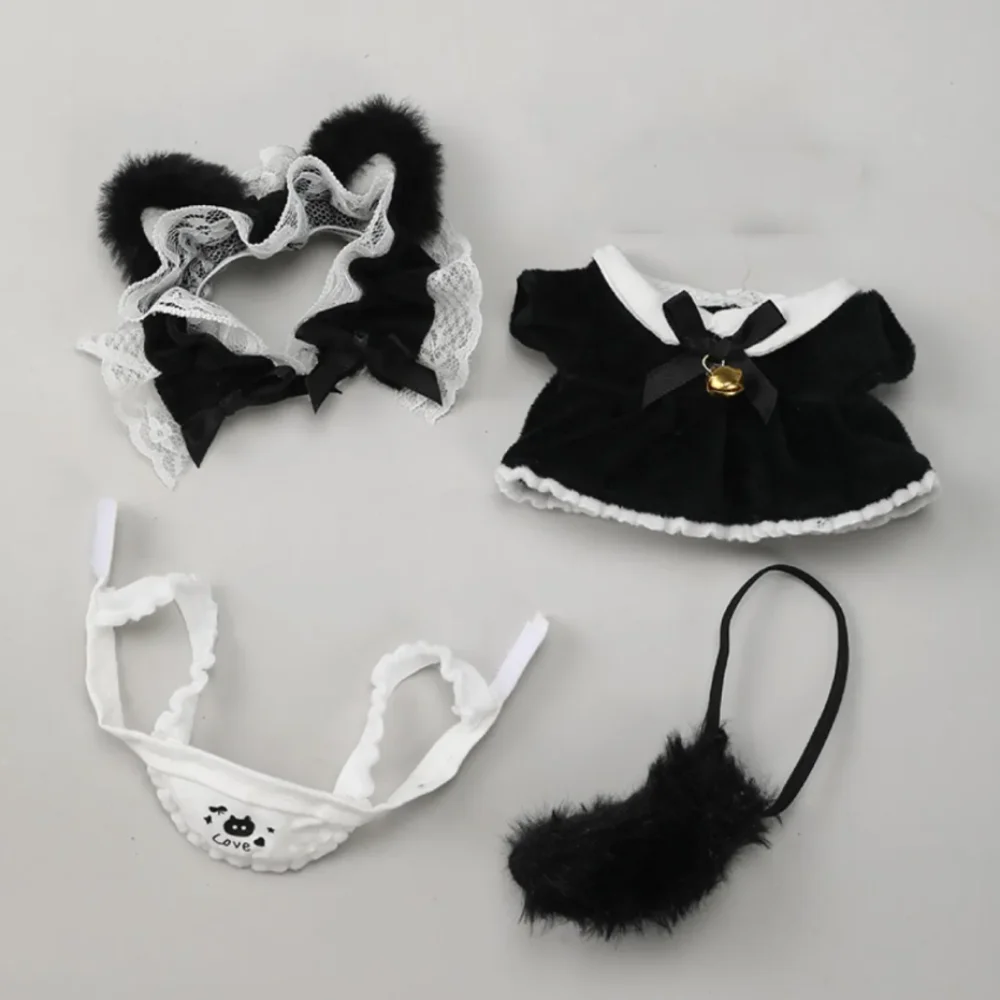 Katze Schwanz 10 cm Baumwolle Puppe Kleidung Bogen Rock Maid Kleid Baumwolle Puppe Kleidung Mode Mini Plüsch Puppe Kleidung puppe Zubehör – Detail 7