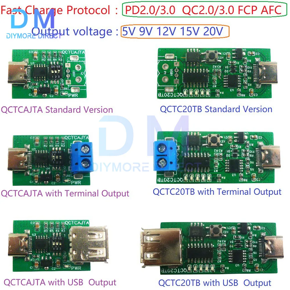 TypeC PD QC AFC Fast Charge Decoy Trigger Module DC 5V 9V 12V 15V 20V