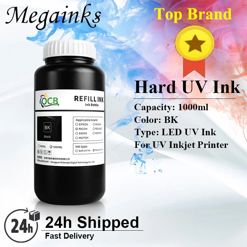 OCB GH2220 LED UV Ink 1000ML GH 2220 UV Curing Ink For Ricoh GH 2220 Printhead for Ricoh Printer Hard or Soft K C M Y White