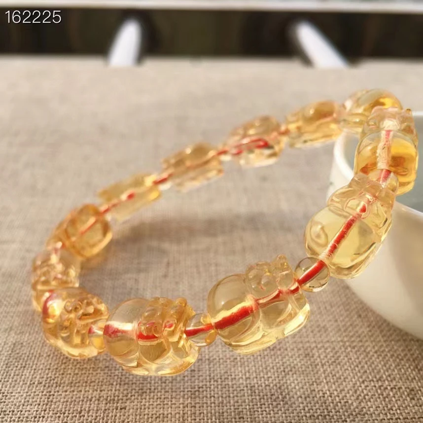 

Natural Yellow Citrine Quartz Crystal Pi Xiu Beads Bracelet 13*9*7mm Gemstone Citrine Rare Stone Wealthy Women Men AAAAAA