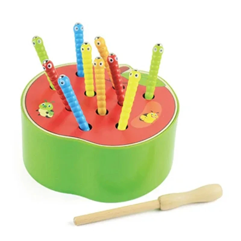 Montessori Toys Wood Apple Magnetic Wooden Toys Educational For Kids Puzzle Game Color Sorting Baby for Children Gifts
