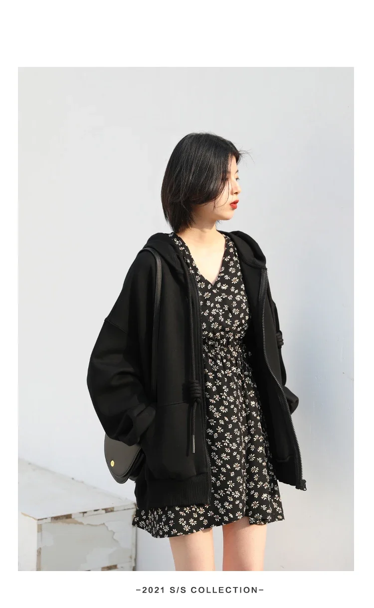 CHIC VEN Women's Hoodies Sweatshirts Casual Solid Loose Drawstring Jackets Korean Female Clothes Streetwear Spring New 2024