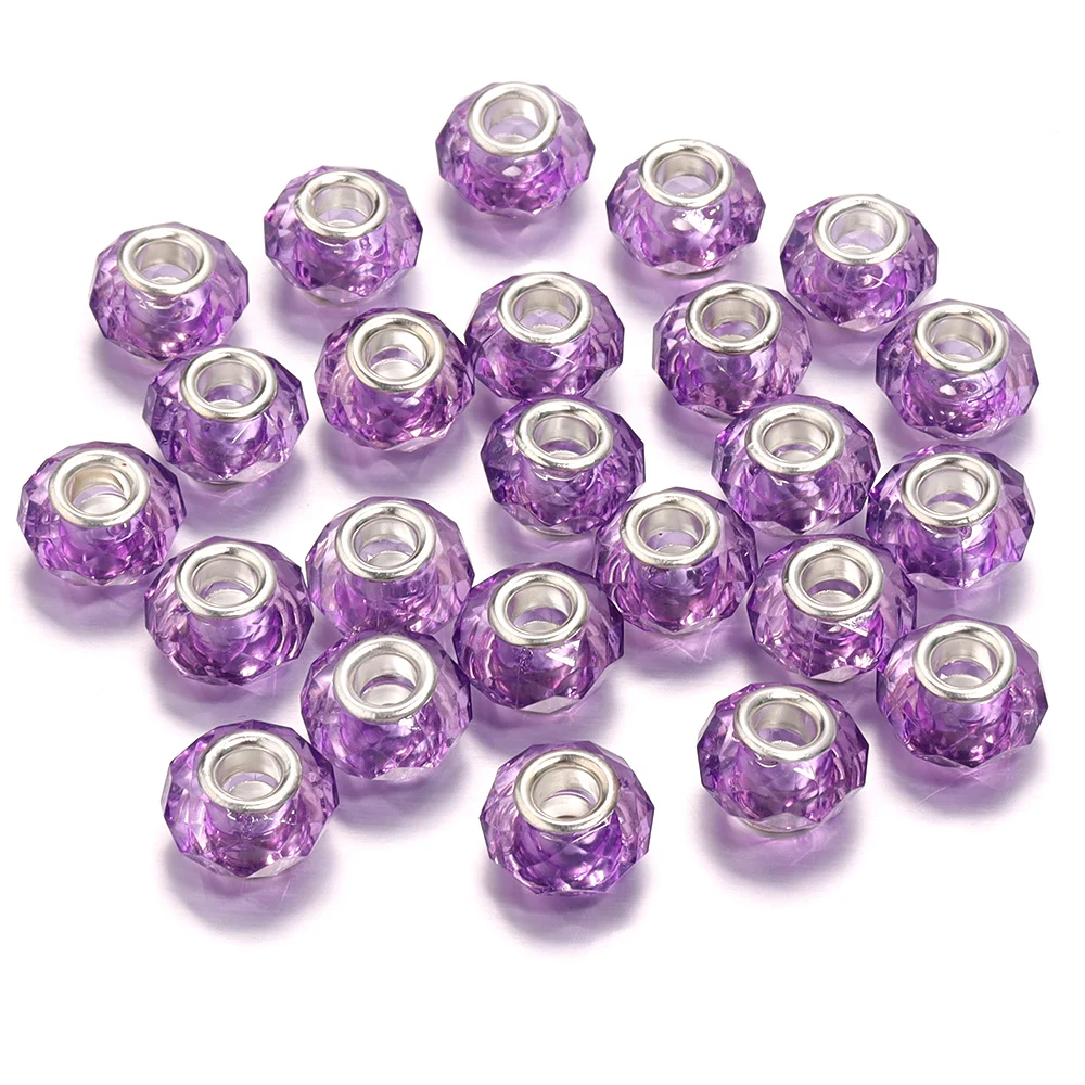 20 Stück 14x9mm facettierte Harzperlen transparente Farbe großes Loch lose Distanzperlen für Schmuckherstellung DIY Armband Halskette Zubehör – Detail 19