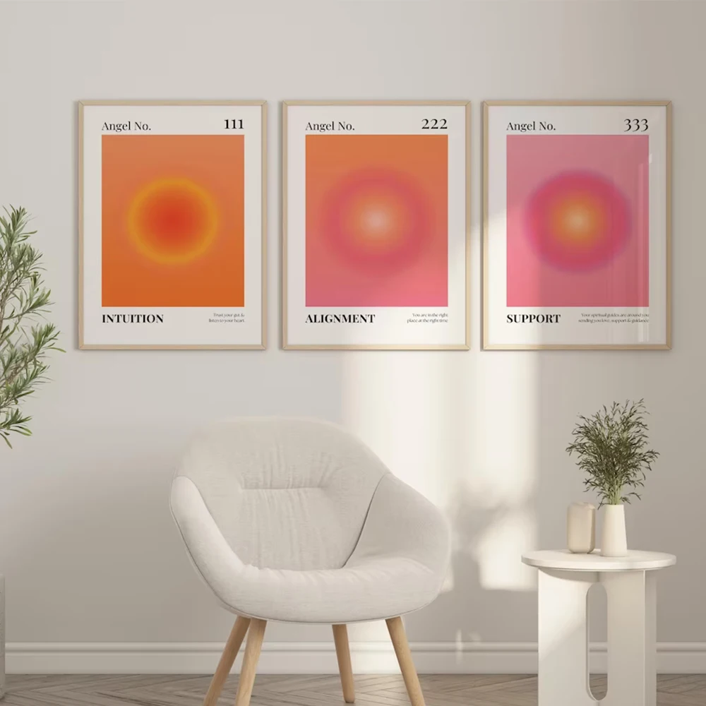 Aura Angel Numbers 111,222,333 Affermazione Allineamento Supporto Wall Art Print Stampa Immagini Poster Per Soggiorno Home Decor