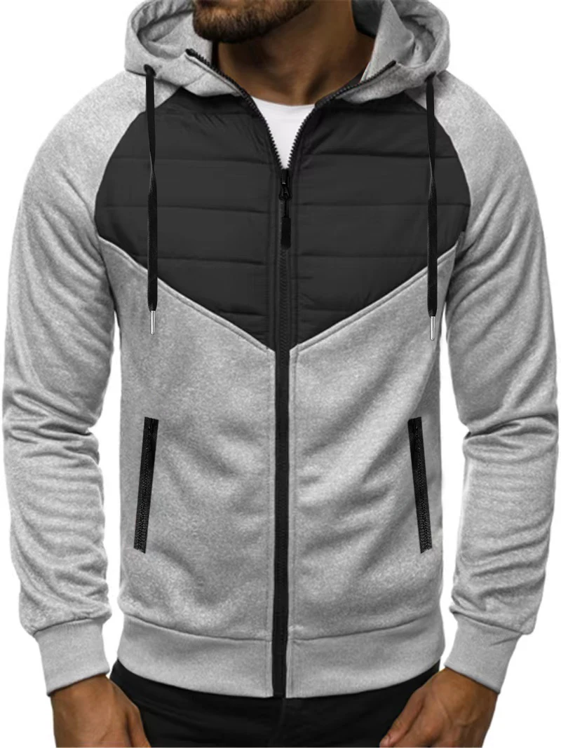 Autumn/Winter Men's Fashion Sports Full Zipper Hoodie Trendy Casual Solid Color Loose Large Size with Pocket Coat