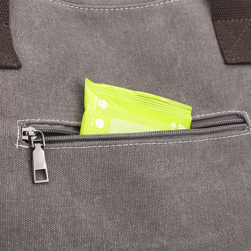 Canvas bag artistic sense high quality tote bag hard bottom spring and summer with zipper thickened wearable old contrast ladies