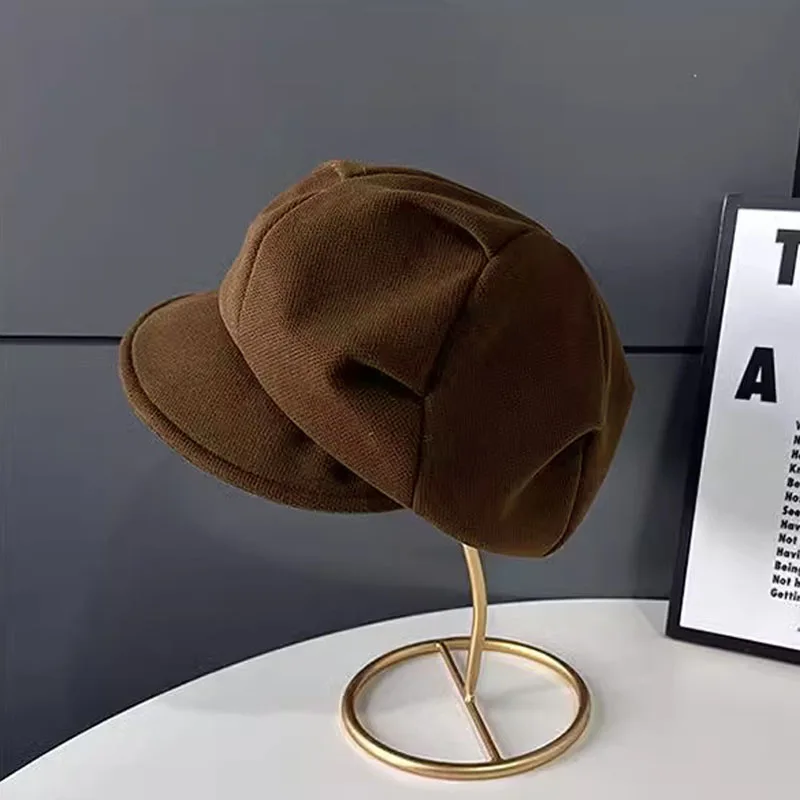 Boina Octogonal De Lana Cálida / Gorra De Pintor Unisex / Sombrero Ajustable Para Otoño-invierno / Gorro De Artista Acogedor / Boina De Pata De Gallo