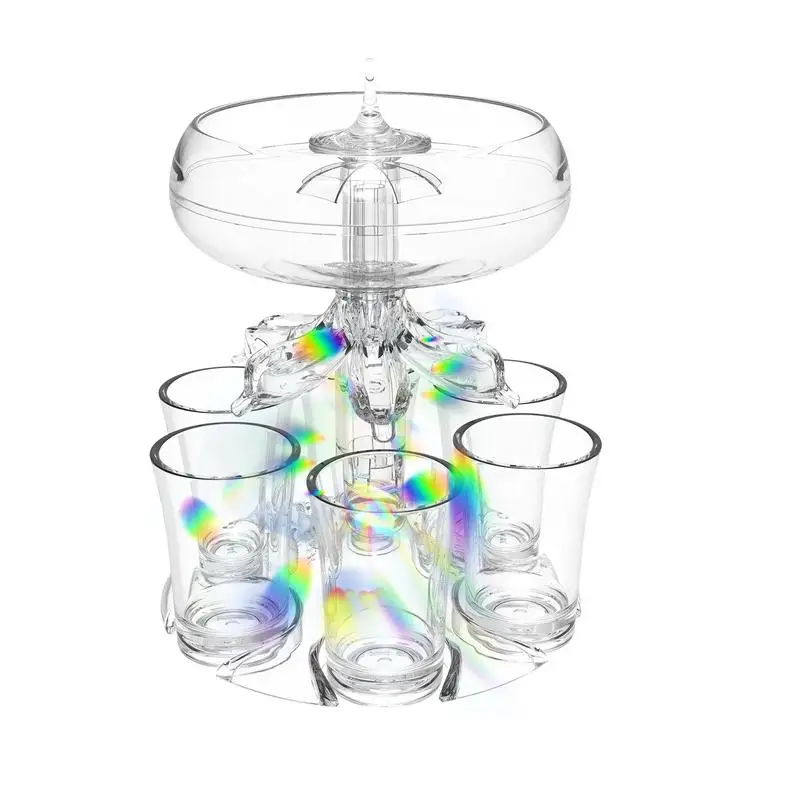 6 Shot Glass Dispenser Holder Liquor Dispenser gloowing Drinking Games Tools Party Liquor with brush bottle opener