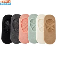 Eur35-41 Cross Belt Yoga Socks Women Professional Pilates Socks Anti Slip Indoor Dance Trampoline Floor Fitness Sports Socks