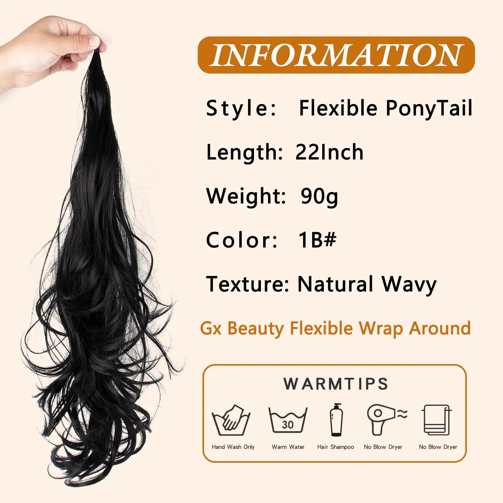 Synthetic Wavy Ponytail Hair Extensions for Women