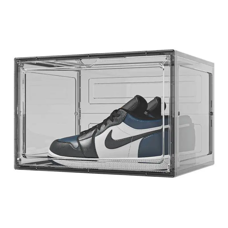 Transparent AJ Shoe Box Stackable Storage Box High-top Dustproof Shoes Organizers Rack with Flower Fragrance and Magnetic Snap