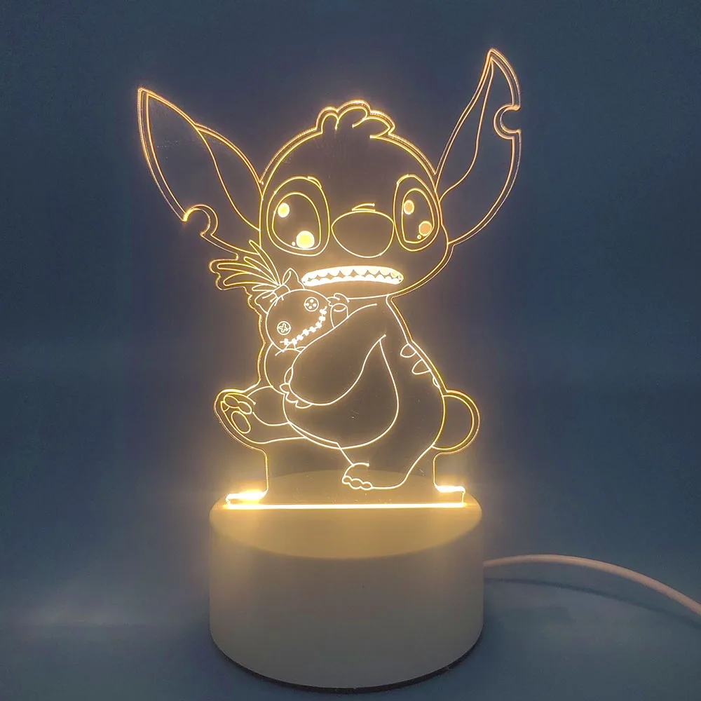 Disney Lilo & Stitch Led Light Figures Star Baby Usb Colorful Touch