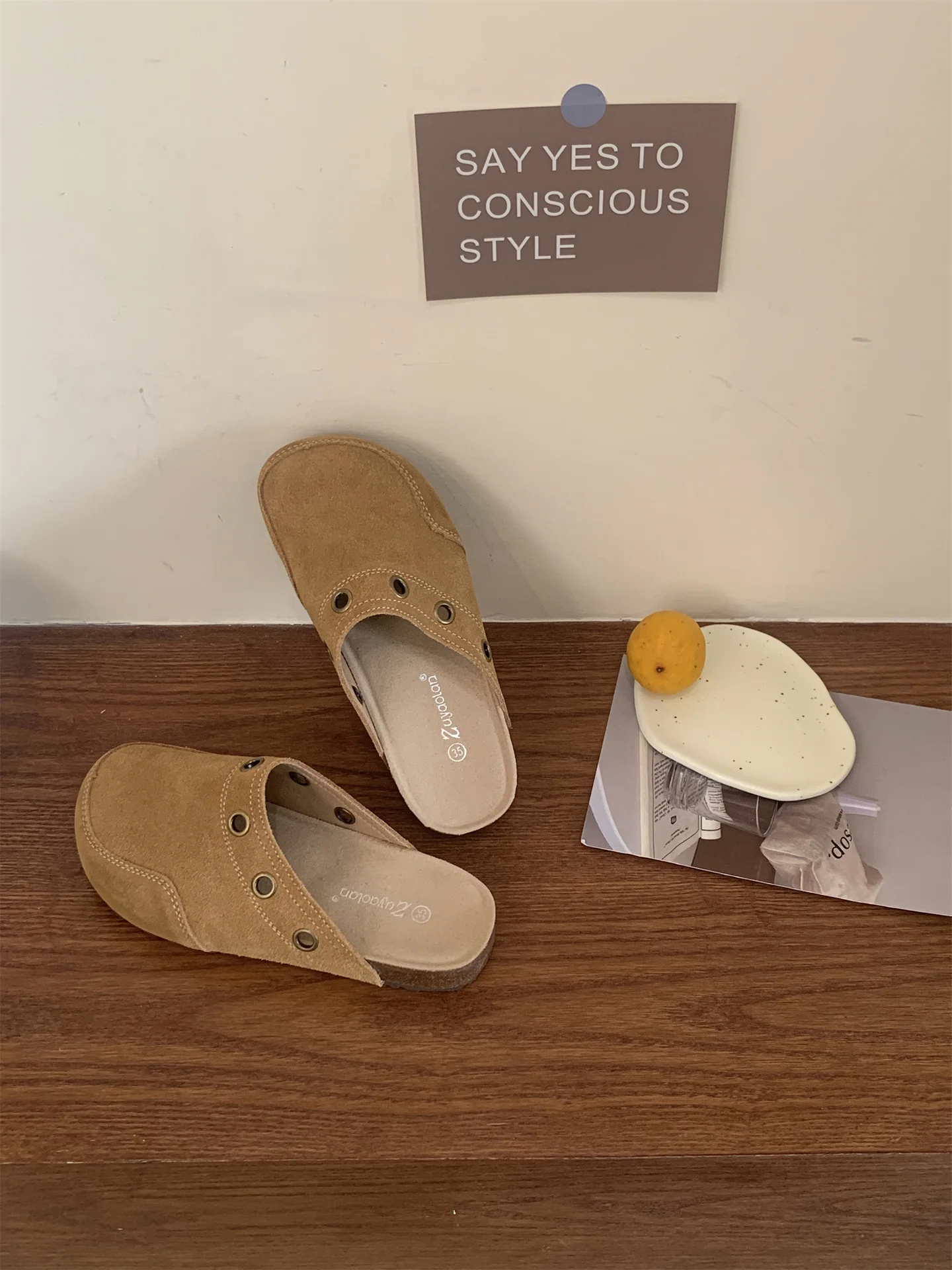 Suede Adjustable Strap Cork Footbed Mules For Women Arch Support_voghion.com