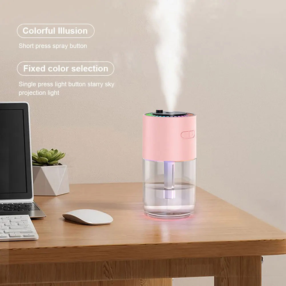 Car Air Humidifier with RGB LED Light Rechargeable Portable Mini Spray Mist Humidifier Purifier Humificador for Bedroom Home Car